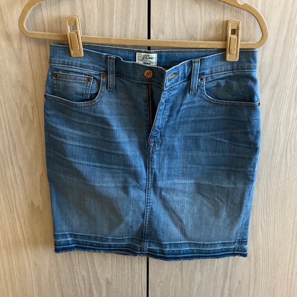 This denim skirt from J Crew is fun for spring for day into night size 28p